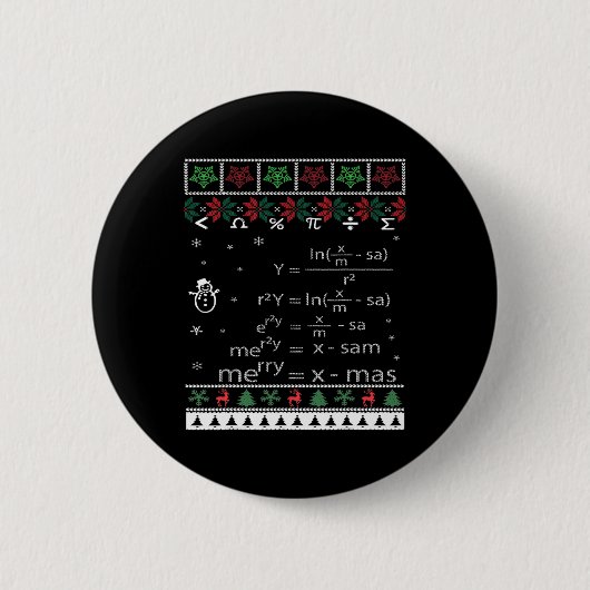 Badge Rond 5 Cm Enseignant Funky Math Noël Joyeux Noël En Eq Math (Devant)