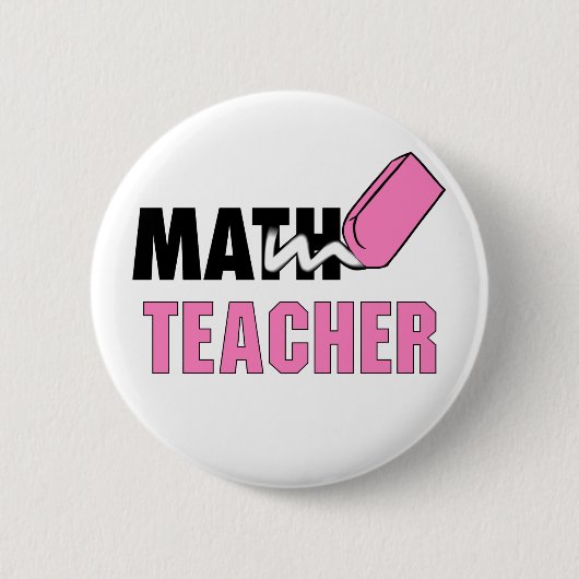 Badge Rond 5 Cm Enseignant Funky Math Pink Eraser (Devant)