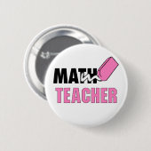 Badge Rond 5 Cm Enseignant Funky Math Pink Eraser (Devant & derrière)