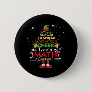 Badge Rond 5 Cm Enseignant Math Noël Chemise Elfe Noël Cheval