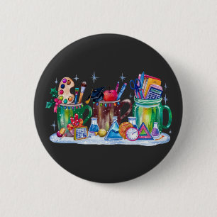Badge Rond 5 Cm Enseignant Noël Tasse Joyeux Enseignant