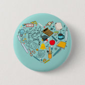 Badge Rond 5 Cm Enseignant Professeur Outil Coeur (Devant)