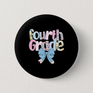 Badge Rond 5 Cm Enseignante de quatrième année prépa Fleur bleue C