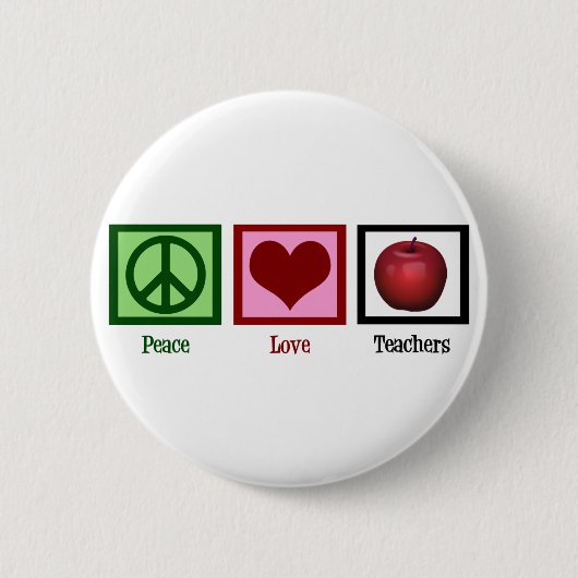 Badge Rond 5 Cm Enseignants Peace Love (Devant)