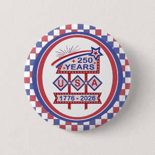 Badge Rond 5 Cm Enseigne de marquise rétro USA 250e anniversaire 1