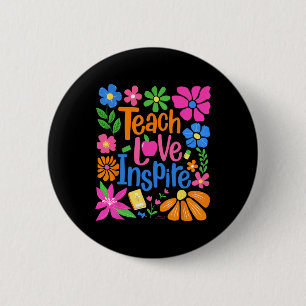 Badge Rond 5 Cm Enseigner Amour Inspirer Boho Floral Rétro Retour