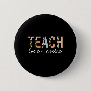 Badge Rond 5 Cm Enseigner Amour Inspirer Léopard Ck À l'École Mign