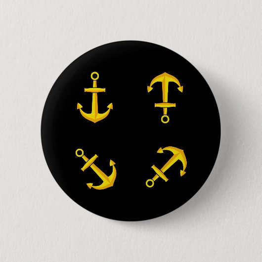Badge Rond 5 Cm Ensemble d'Ancres en bateau doré (Devant)