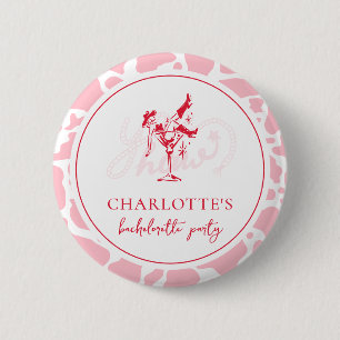 Badge Rond 5 Cm Enterrement de Vie de Jeune Fille Rose Chaud Far W