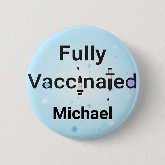 Badge Rond 5 Cm Entièrement Vacciné (Devant)