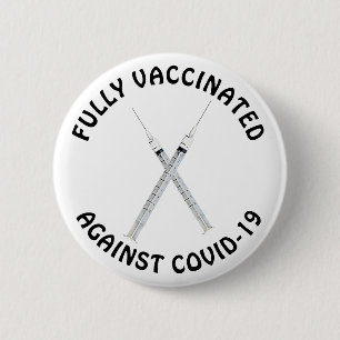 Badge Rond 5 Cm Entièrement Vacciné Contre Le Covid-19, Coronaviru