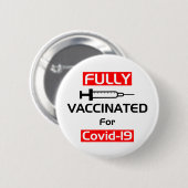 Badge Rond 5 Cm Entièrement Vacciné Pour Le Vive 19 Blanc (Devant & derrière)