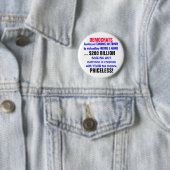 Badge Rond 5 Cm Entraînant une FUSION ÉCONOMIQUE… (En situation)