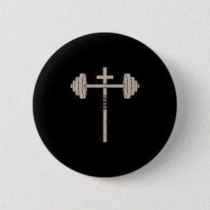 Badge Rond 5 Cm Entraînement chrétien Haltère Croix Barre de muscu
