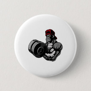 Badge Rond 5 Cm Entraînement de force de gym de gorille de muscula