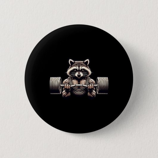 Badge Rond 5 Cm Entraînement de gym pour le Raccoon arraché pour l (Devant)