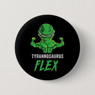 Badge Rond 5 Cm Entraînement T Rex Drôle Gym Dinosaure Haltérophil