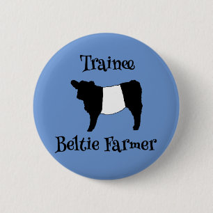 Badge Rond 5 Cm Entraîneur Beltie Farmer Baby Belted Galloway Cows