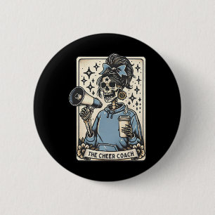 Badge Rond 5 Cm Entraîneur de Cheer Tarot Carte Squelette Entraîne