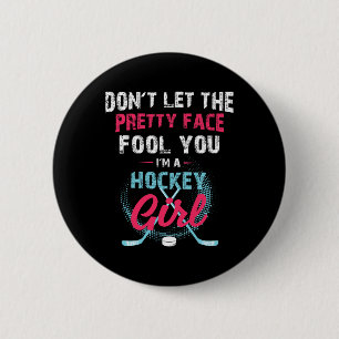 Badge Rond 5 Cm Entraîneur de hockey sur glace pour filles amusant