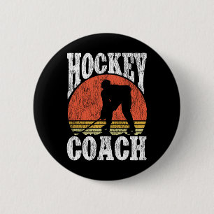 Badge Rond 5 Cm Entraîneur de hockey sur glace vintage Coach de ho