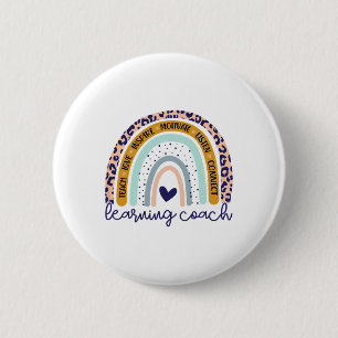 Badge Rond 5 Cm Entraîneur Imprimé Arc-en-ciel Léopard Apprentissa