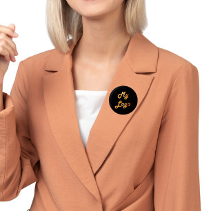 Badge Rond 5 Cm Entreprise d'image de logo personnalisé en or noir