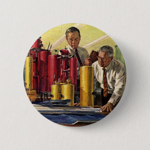 Badge Rond 5 Cm Entreprise vintage, Architectes travaillant dans u