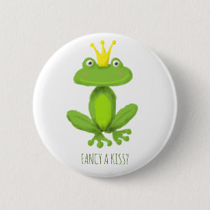 Badge Rond 5 Cm Envie d'un baiser grenouille prince mignon Valenti