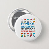 Badge Rond 5 Cm EP Teacher Phys Ed Gym Coach Race cardiaque (Devant & derrière)