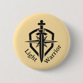 Badge Rond 5 Cm Épée et bouclier de guerrier de lumière (Devant)