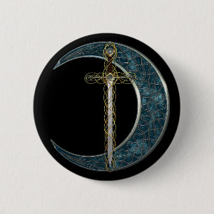 Badge Rond 5 Cm Épée et lune celtiques