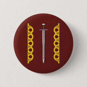 Badge Rond 5 Cm Épée normande médiévale et bandes décoratives