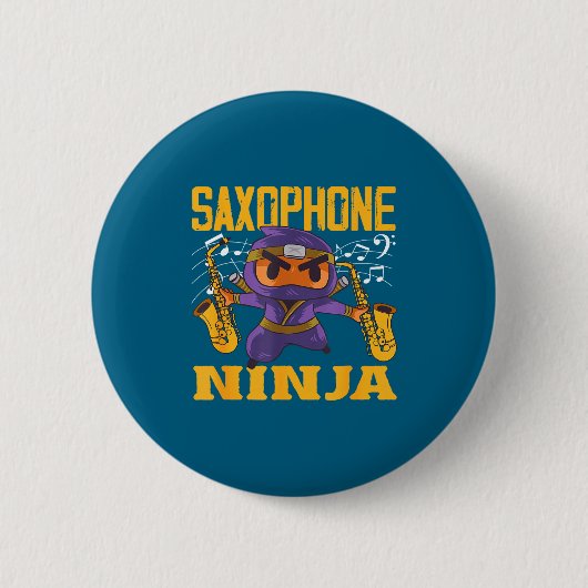 Badge Rond 5 Cm Epic Saxophonist Ninja Saxophone (Devant)