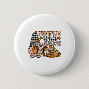 Badge Rond 5 Cm Épice citrouille Junkie Gnomes Automne Automne Tha