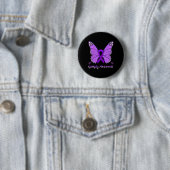 Badge Rond 5 Cm Epileps de ruban violet de papillon de sensibilisa (En situation)