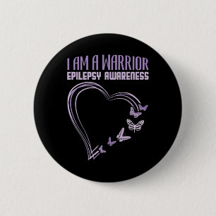 Badge Rond 5 Cm Epilepsie Conscience Je suis un guerrier papillon 