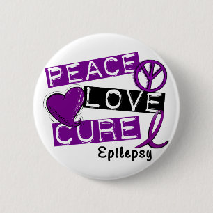 BADGE ROND 5 CM ÉPILEPSIE DE TRAITEMENT D'AMOUR DE PAIX