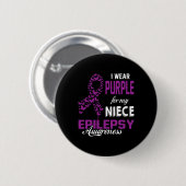 Badge Rond 5 Cm Epilepsie Sensibilisation Je Porte Violet Pour Ma (Devant & derrière)