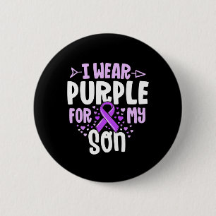 Badge Rond 5 Cm Epilepsy Ribbon Je Porte Violet Pour Mon Fils Don
