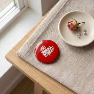 Badge Rond 5 Cm Épingle à coeur rouge romantique