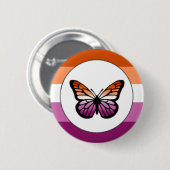 Badge Rond 5 Cm Épingle à papillon de la fierté lesbienne (Devant & derrière)