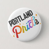 Badge Rond 5 Cm Épingle arc-en-ciel avec timbre de ville - Portlan (Devant)