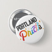 Badge Rond 5 Cm Épingle arc-en-ciel avec timbre de ville - Portlan (Devant & derrière)