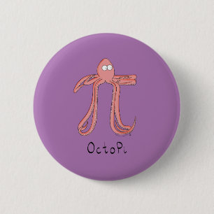 Badge Rond 5 Cm Épingle Bouton Pi Jour Math Cute Octopus