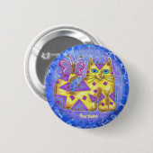 Badge Rond 5 Cm épingle chat diamant (Devant & derrière)