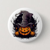 Badge Rond 5 Cm Épingle Citrouille d'Halloween (Devant)