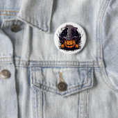 Badge Rond 5 Cm Épingle Citrouille d'Halloween (En situation)