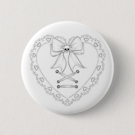 Badge Rond 5 Cm épingle crâne ruban (Devant)