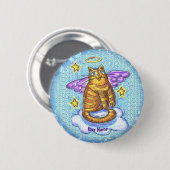 Badge Rond 5 Cm épingle d'ange de chat ramboé (Devant & derrière)
